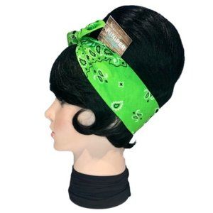 Lime Green Paisley Rockabilly Bandana Tie Headband